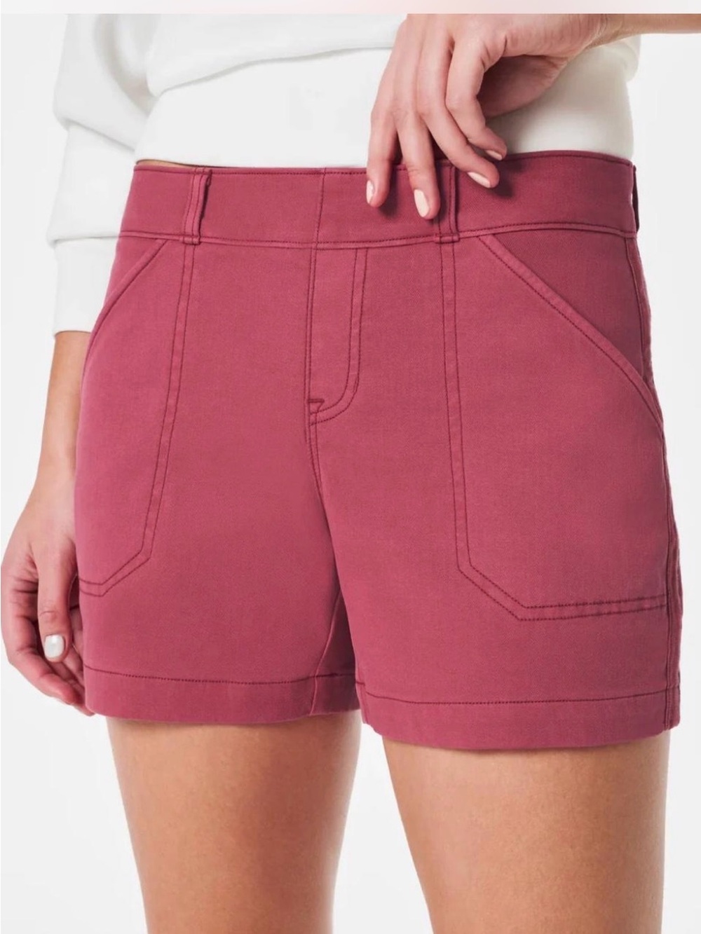 Spanx Washed Stretch Twill Shorts in Wild Rose Size Small